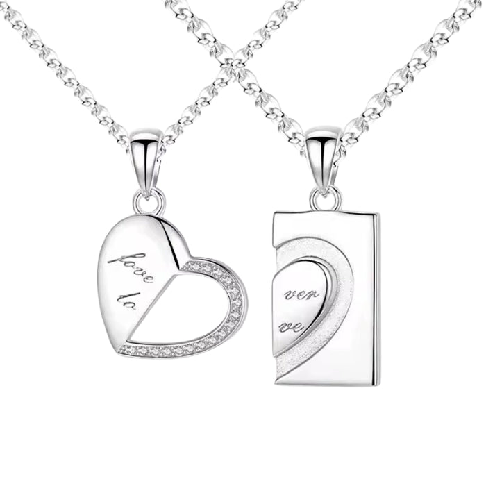 His & Hers Matching Couple Heart Necklace