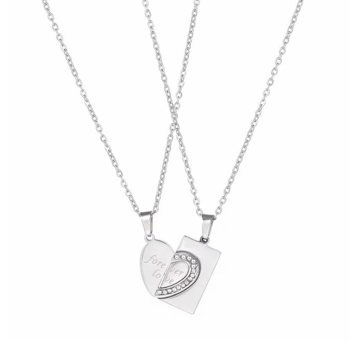 His & Hers Matching Couple Heart Necklace