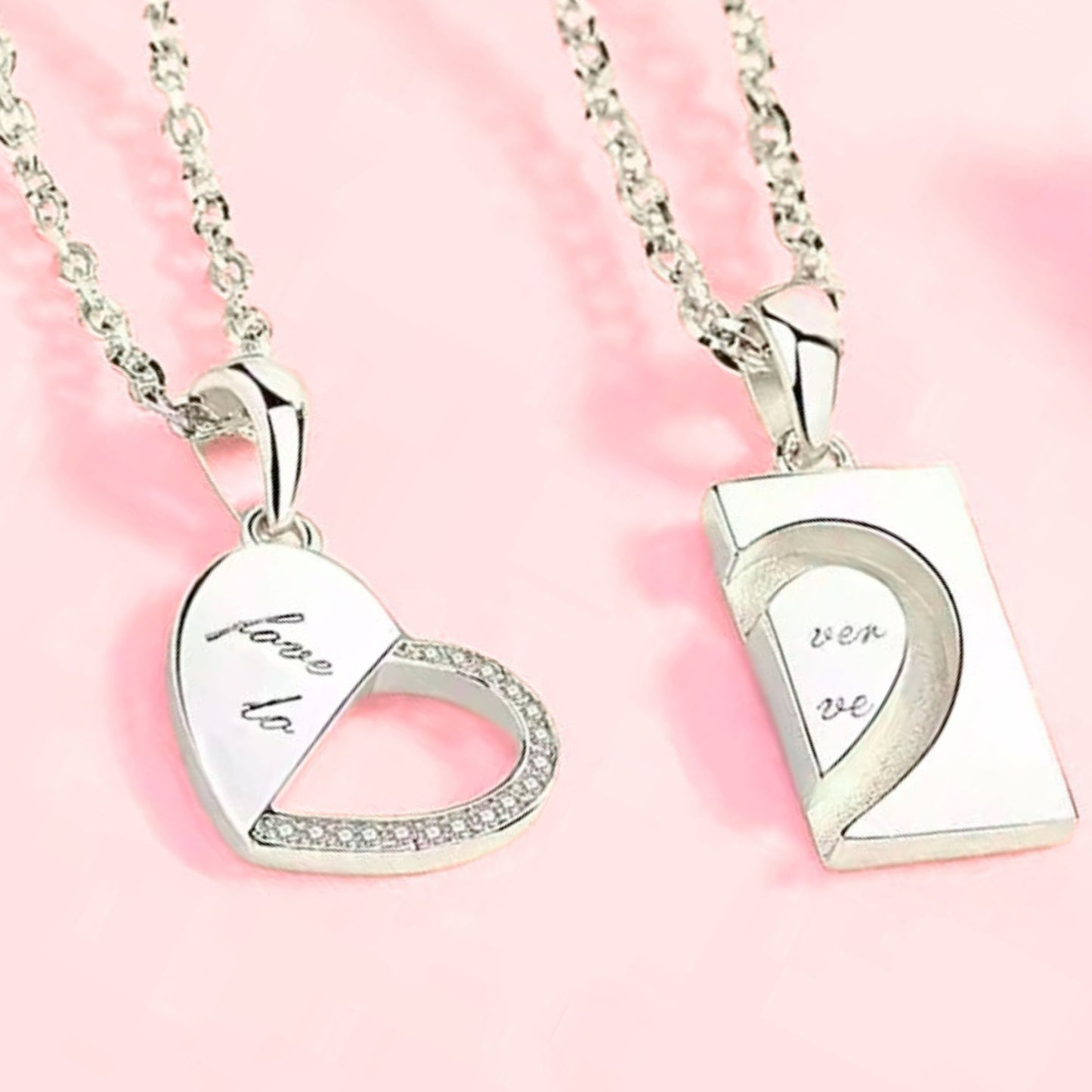 His & Hers Matching Couple Heart Necklace