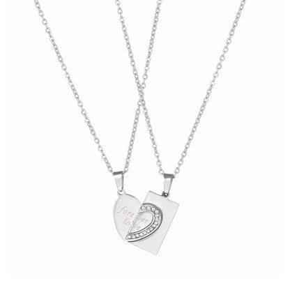 His & Hers Matching Couple Heart Necklace
